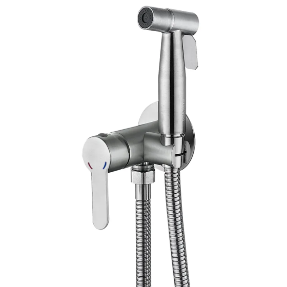 Гігієнічний змішувач Zerix DAX-333 з нержавіючої сталі SUS304 з лійкою ZX4831 Харків