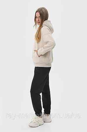 Костюм жіночий худі на блискавці бежеве та штани чорні  RAY PREMIUM LOOSE U0809 (U0809W-Cream-Black) M Київ