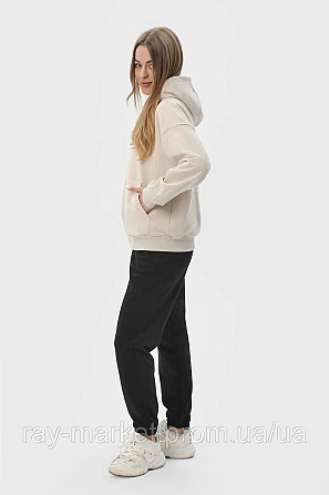 Костюм жіночий худі на блискавці бежеве та штани чорні  RAY PREMIUM LOOSE U0809 (U0809W-Cream-Black) M Київ - фото 2
