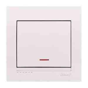 DERIY білий Вимикач внутрішній 1кл з підсвічуванням Лезард Житомир