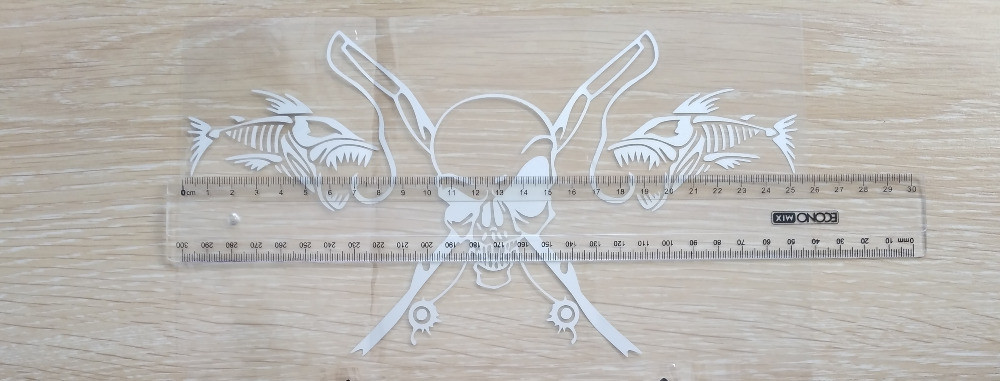 Наклейка на авто Рибальський череп Біла світловідбивка Київ - фото 4