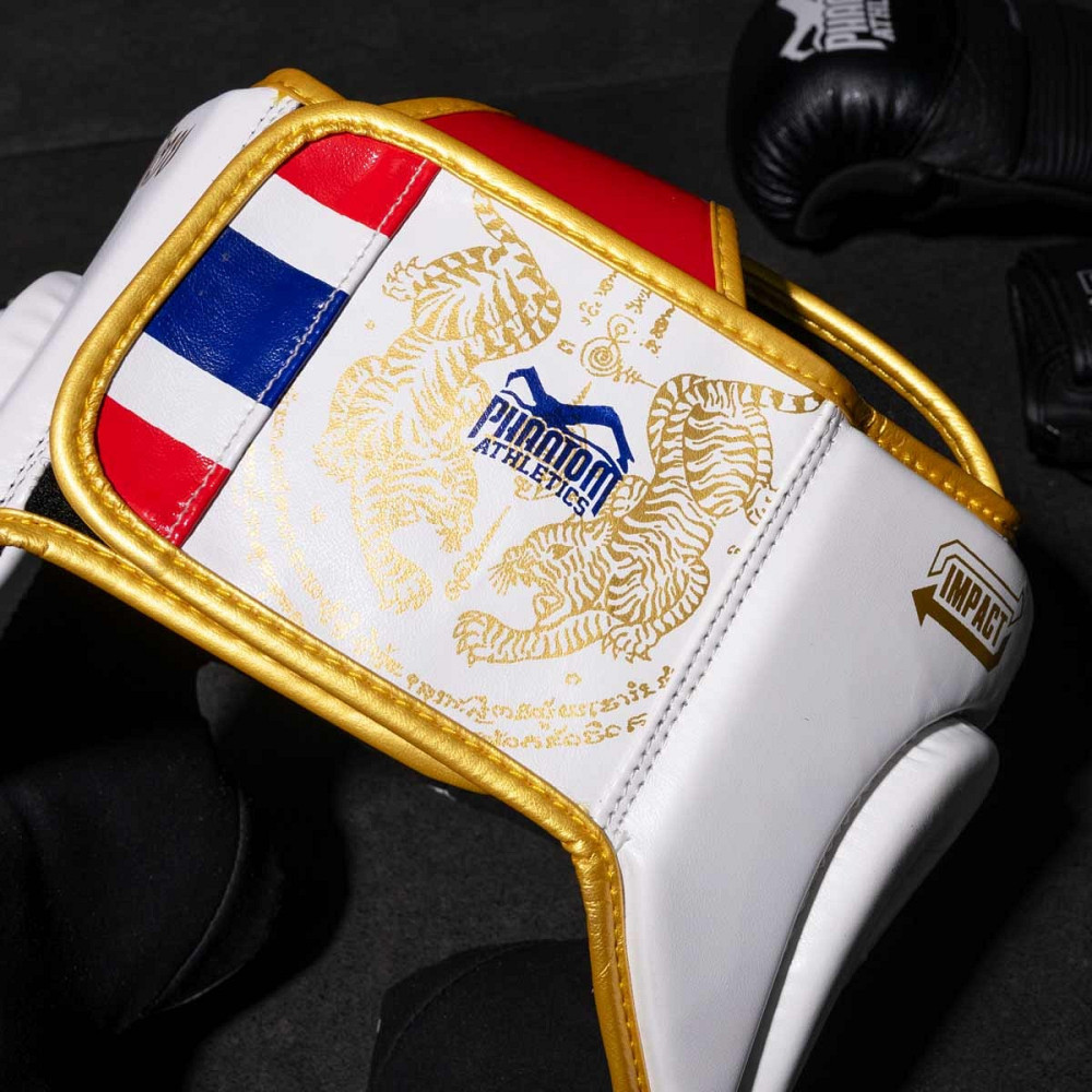 Боксерський шолом Phantom Muay Thai Full Face White Gold (капа в комплекті) Киев - изображение 10