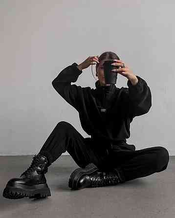 Жіночий теплий прогулянковий костюм двійка з двостороннього щільного флісу Чорний, 44/46 Одеса