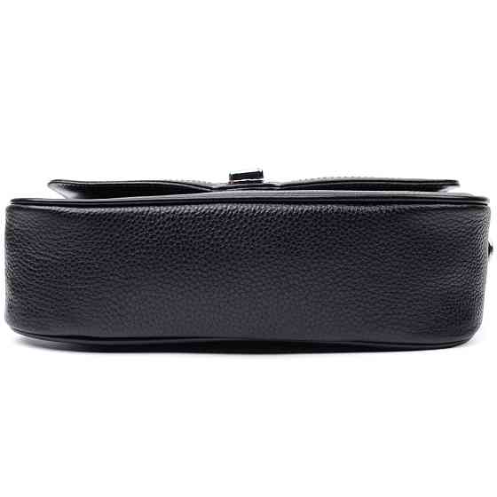 Елегантна сумка жіноча з фактурним клапаном з натуральної шкіри Vintage 22624 Чорна Київ