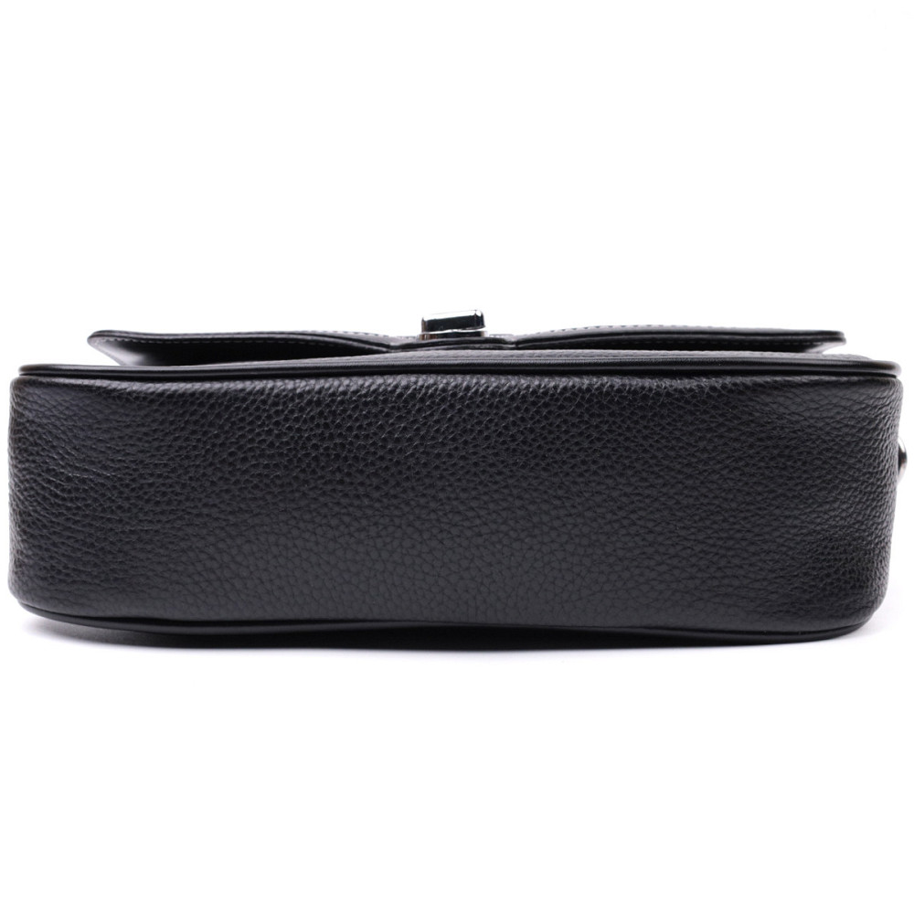 Элегантная женская сумка с фактурным клапаном из натуральной кожи Vintage 22624 Черная Киев - изображение 6