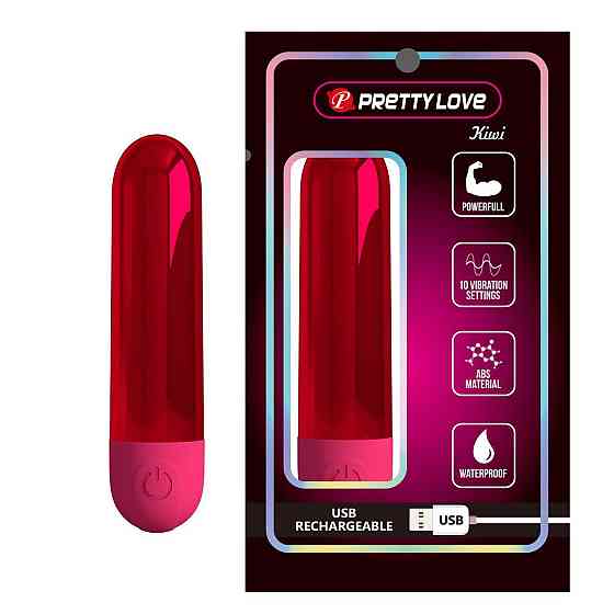 Вибропуля 10 вибраций PRETTY LOVE Kiwi глянцевая, красная, 8 х 1.8 см Sex Aura Киев