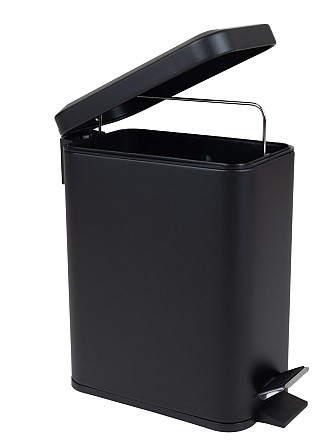 Мусорное ведро с плавным закрытием прямоугольное Zerix Sansa-TC0105 Black 5 л цвет черный нерж. сталь (ZX5894) Черновцы - изображение 1
