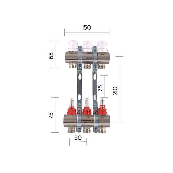 Колектор із витратомірами Thermo Alliance Standart 1" 3 виходи SD235W3 Київ
