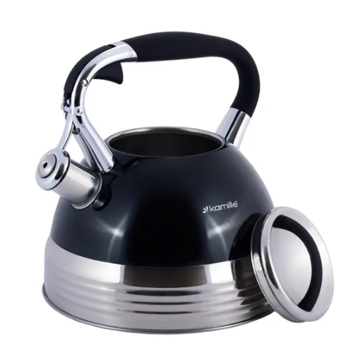 Чайник 2,7л нержавіюча сталь зі свистком з ручкою "soft-touch" (білий,беж,чорний) 0696BL KAMILLE Житомир - фото 5