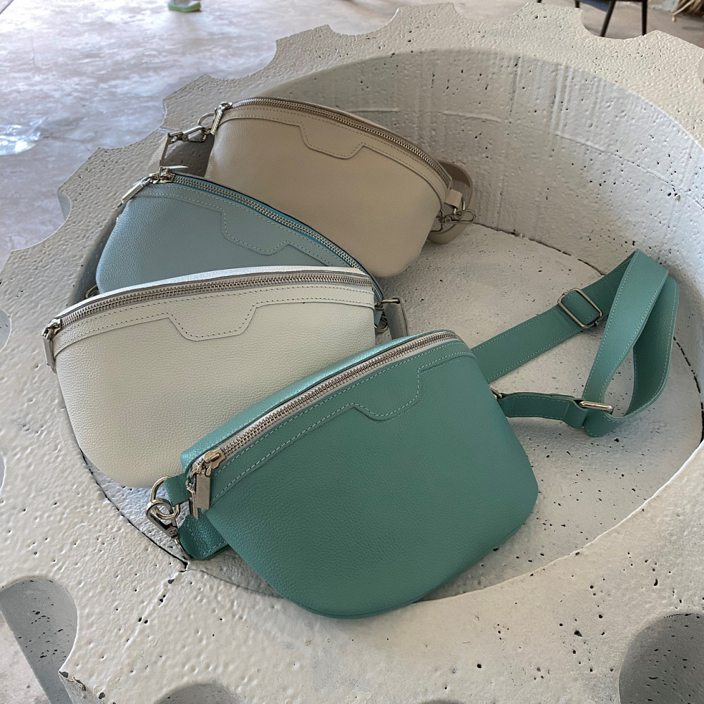 Модна шкіряна бананка, стильна жіноча сумочка на груди, жіноча бірюзаMasterSem Київ - фото 3