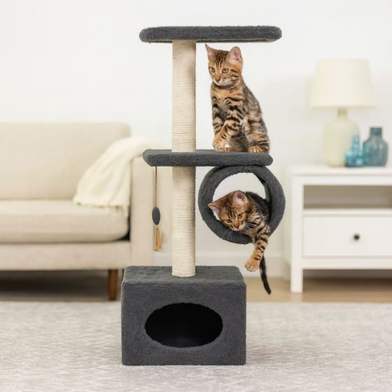 Дряпка Природа Саванна для котив з барабаном сіра 38x38x90 см Київ