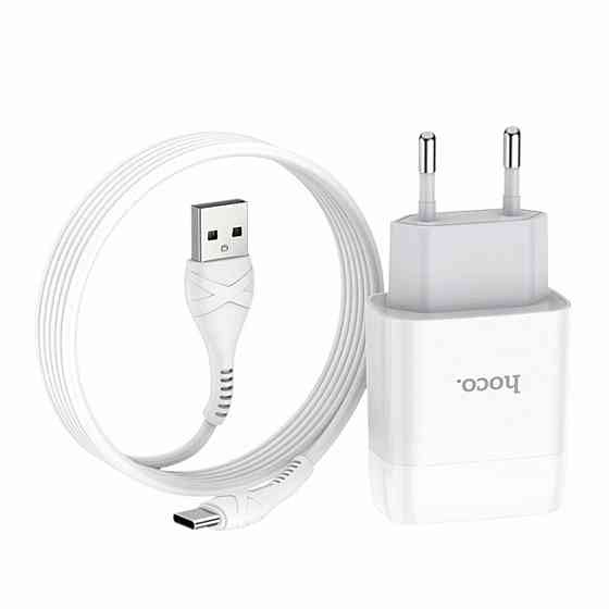 Мережевий зарядний пристрій HOCO C73A Glorious dual port charger set(Type-C) White Київ