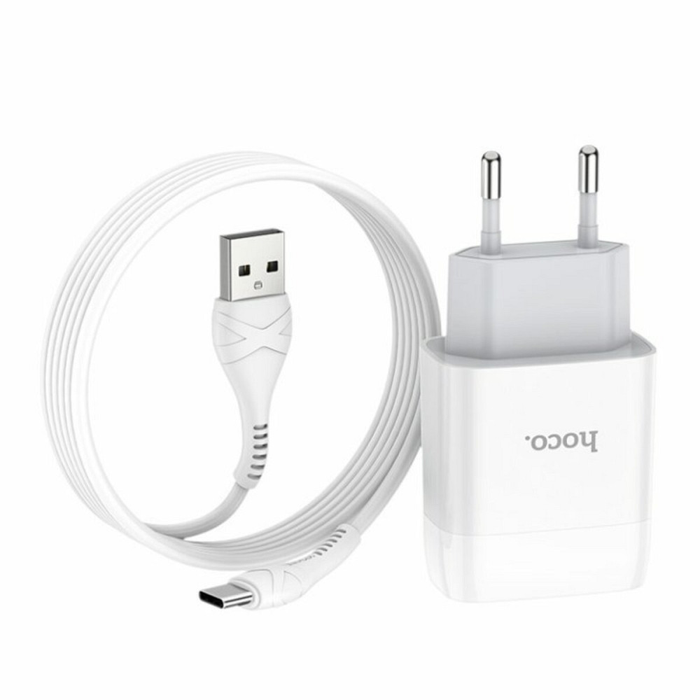 Мережевий зарядний пристрій HOCO C73A Glorious dual port charger set(Type-C) White Київ - фото 4