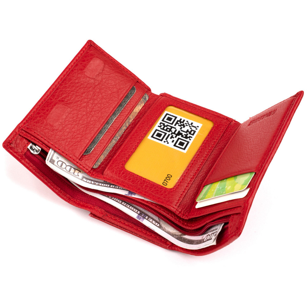 Горизонтальне портмоне зі шкіри жіноче на магніті Червоне (ST Leather) Київ - фото 9