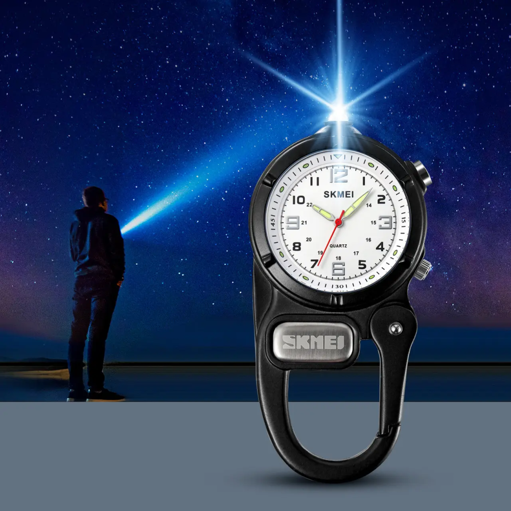 Часы кварцевые Skmei 2232 с карабином и LED-фонариком (Черный) Винница - изображение 4