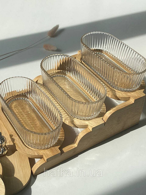 Набір для зберігання "Три ведмеді" скляна з бамбуковою кришкою та підставкою 350 мл Київ - фото 7