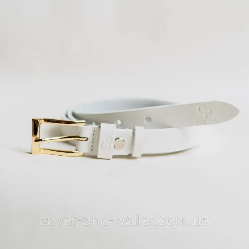 Білий тонкий жіночий пояс з натуральної італійської шкіри Grande Pelle 20 мм Grande Pelle Київ - фото 6