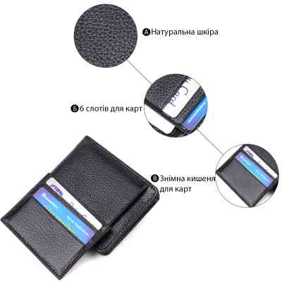 Кошелек Canpellini Из натуральной кожи Черный (21875) Винница