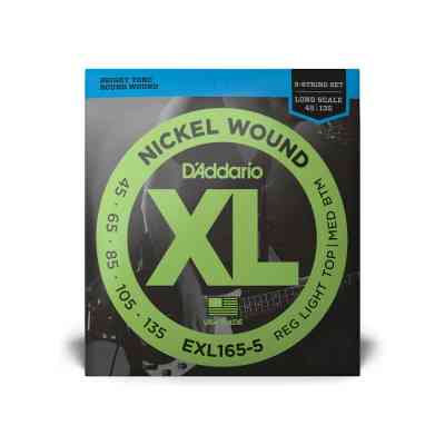 Струни для гітари D&apos;Addario XL Nickel Wound Bass Reg Light Top / Med Bottom 5-String (45-135) (EXL165-5) Вінниця