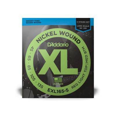 Струны для гитары D'Addario XL Nickel Wound Bass Reg Light Top / Med Bottom 5-String (45-135) (EXL165-5) Винница - изображение 1
