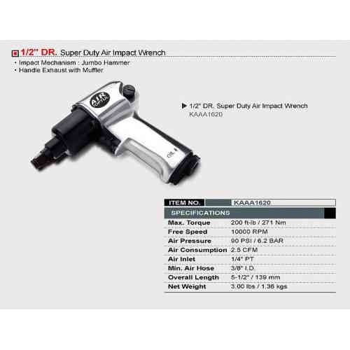 Пневмогайковерт для шиномонтажу TOPTUL 1/2" 271N/m 10000 об/хв KAAA1620 Чернігів