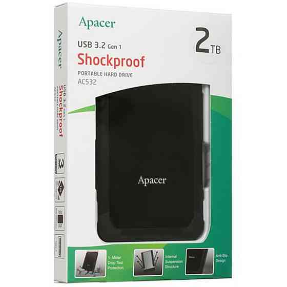 Портативний зовнішній жорсткий диск 2.5'' Apacer USB 3.1 AC532 2TB, колір чорний AP2TBAC532B-1 Одеса
