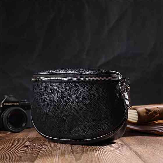 Оригінальна жіноча сумка через плече з натуральної шкіри Чорна (Vintage) Київ