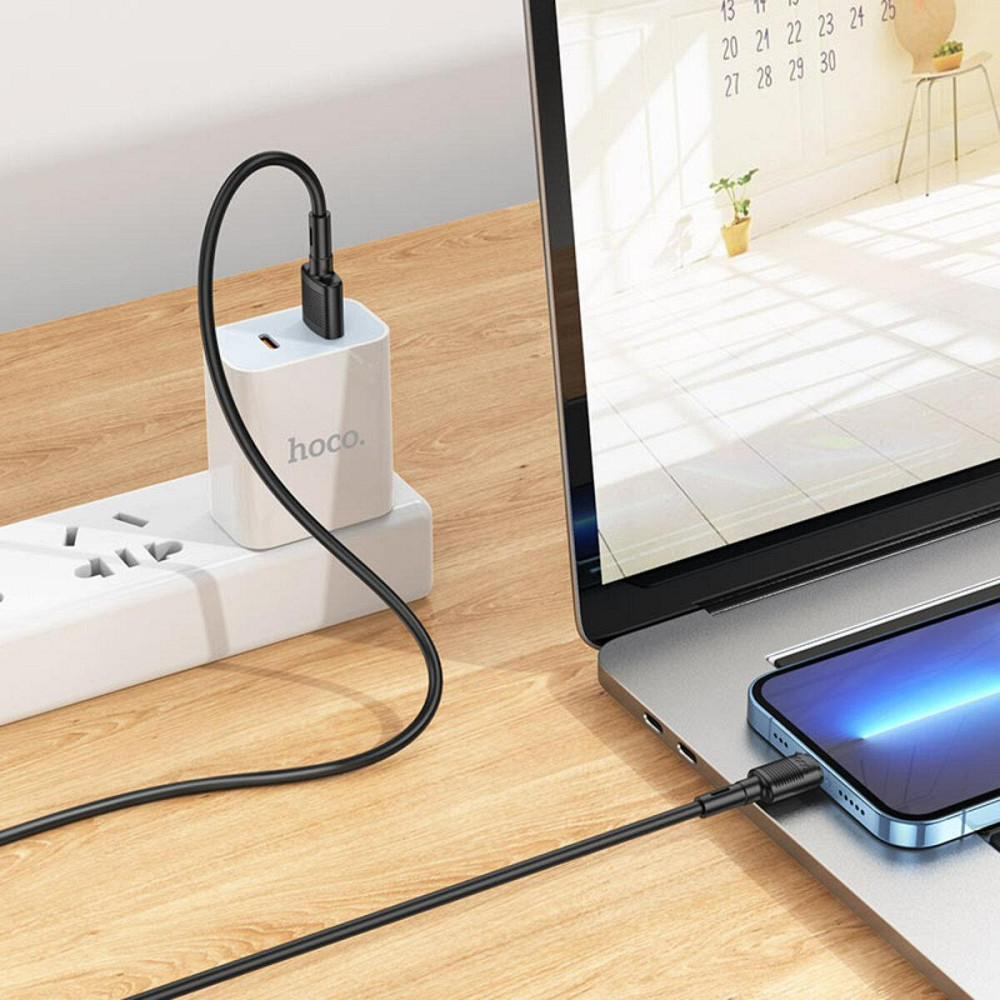 Кабель HOCO X83 USB - Lightning 2.4A, 1m, PVC, PVC разъемы, цвет черный 6931474770868 Одесса - изображение 4