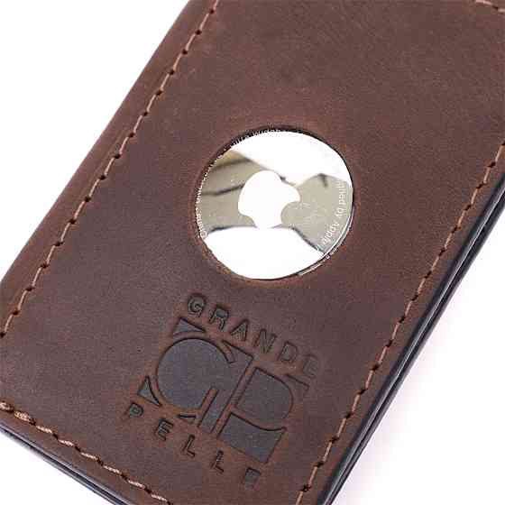 Практичний картхолдер з утримувачем для Apple AirTag з натуральної шкіри GRANDE PELLE 11606 Коричневий Київ