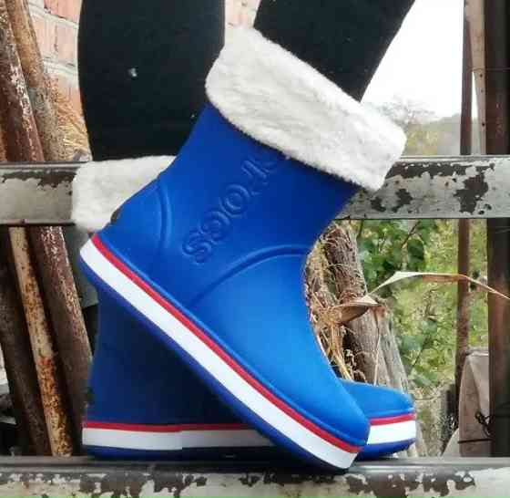Жіночі Гумові Напівчоботи CROCS Сині Чоботи Крокси Теплі Зимові (розміри: 36,37,38,39,40,41) - 16 Дніпро