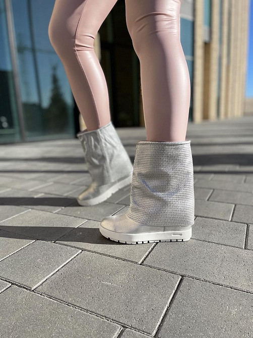 Черевики жіночі Kluchini срібні натуральна шкіра платформа 10см (3567) (4182) Коломия - фото 8