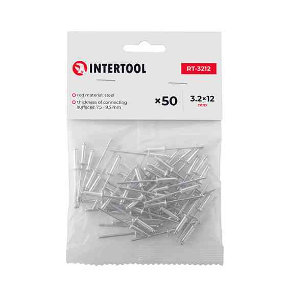 Заклепка алюмінієва, 3,2×12,0 мм, 50 шт. INTERTOOL RT-3212 Киев