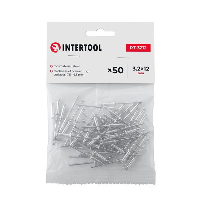 Заклепка алюмінієва, 3,2×12,0 мм, 50 шт. INTERTOOL RT-3212 Київ - фото 4
