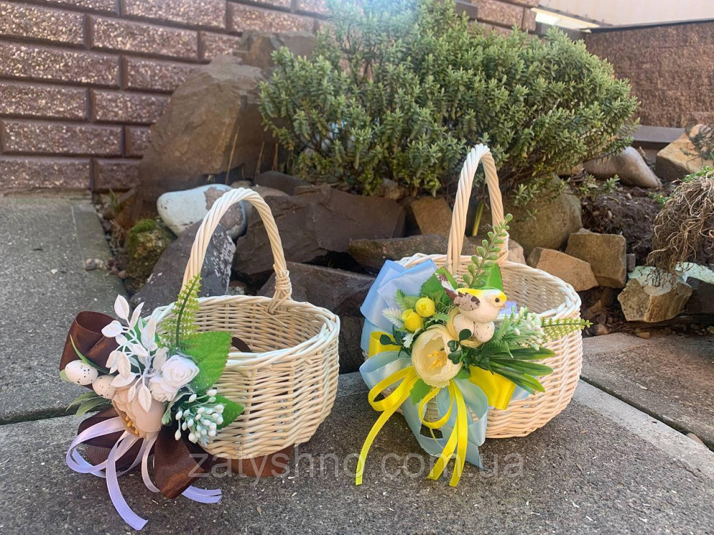 Кошик білий дитячий великодні з прикрасою Київ - фото 1