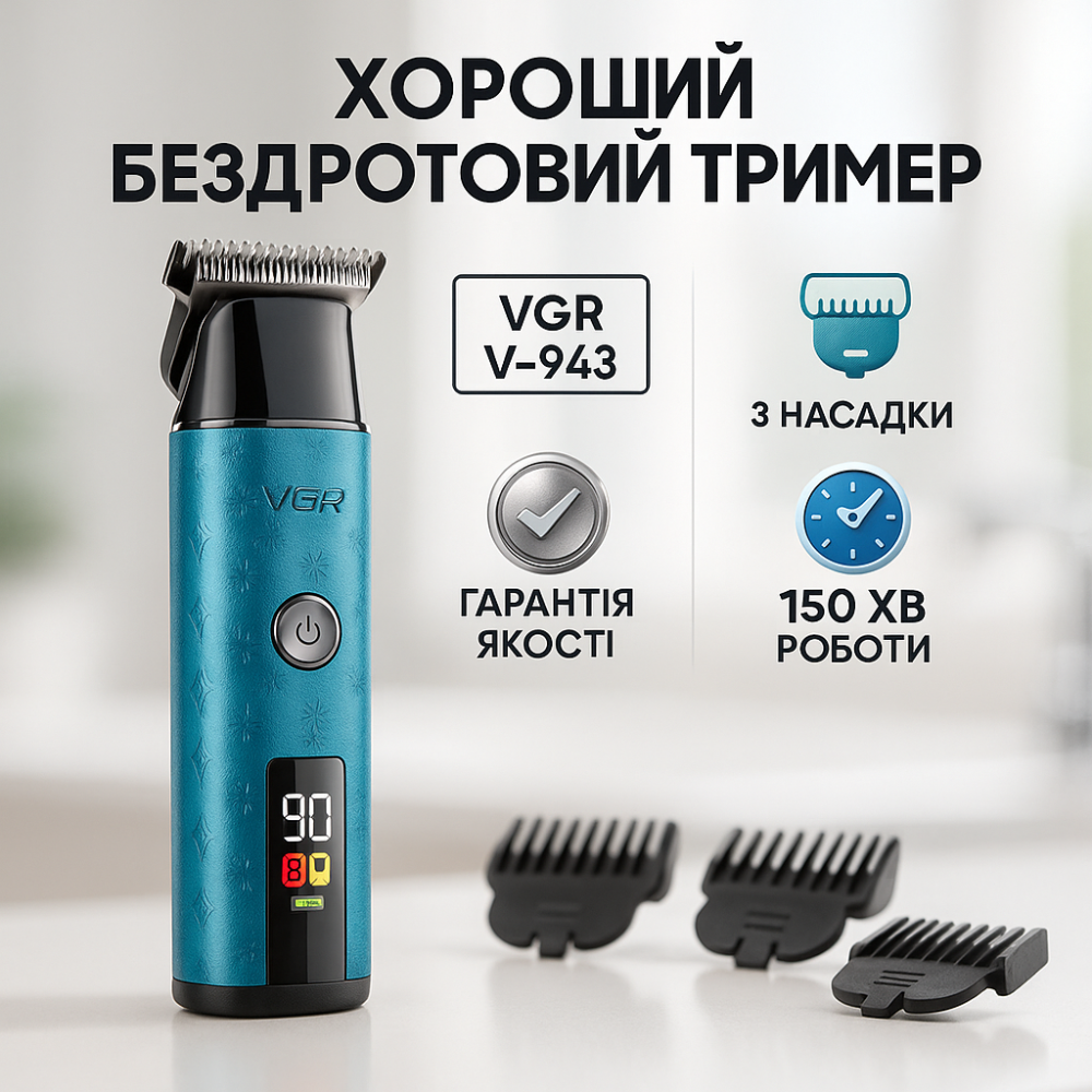 Триммер для стрижки волос мощный VGR, Машинка для стрижки аккумуляторная с насадками ZF-17 Львов - изображение 16