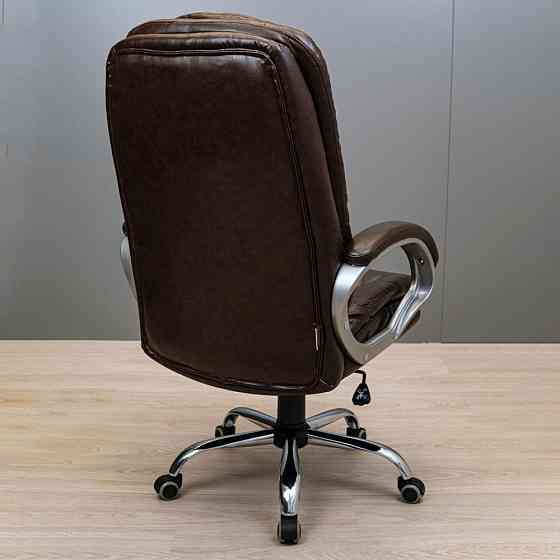 Офісне крісло керівника Elite ProDesign Хром AnyFix М-2 Екошкіра Brown (Прогумовані колеса) Днепр