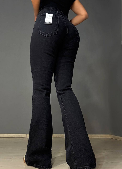 Джинси жіночі Sherocco 7032 кльош від коліна висока посадка стрейчеві чорні, чорний, 30, 30, 77 см, 105 см Київ - фото 13