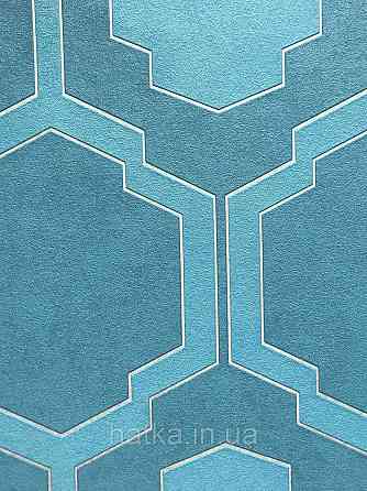 Шпалери флізелінові AS Creation Pop style 37479-4 геометрія зелені фігури на бірюзовому тлі Київ