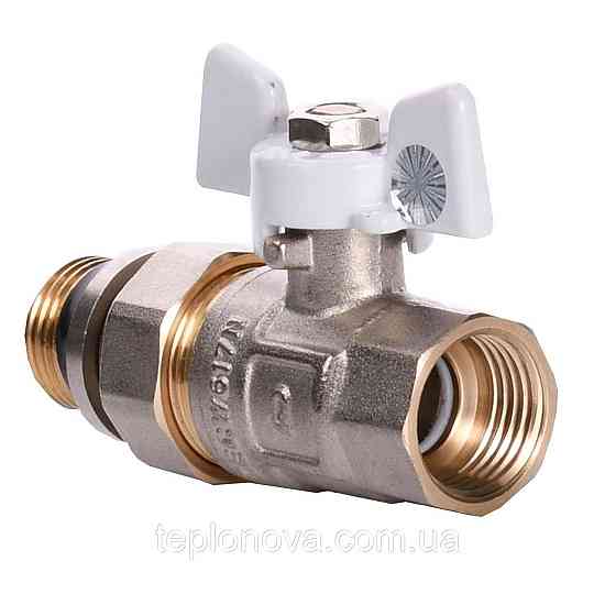 Кран кульовий прямий з американкою Q PROFESSIONAL QP003 PN40 1/2" антипротічка, Білий метелик Чернівці