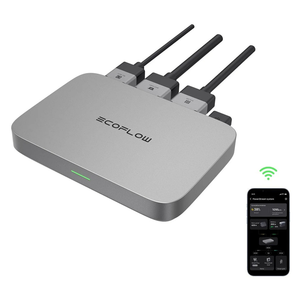 Мікроінвертор EcoFlow PowerStream 600 Вт для сонячних панелей, підключення до електромережі, керування через додаток, Smart Plug Миколаїв - фото 5