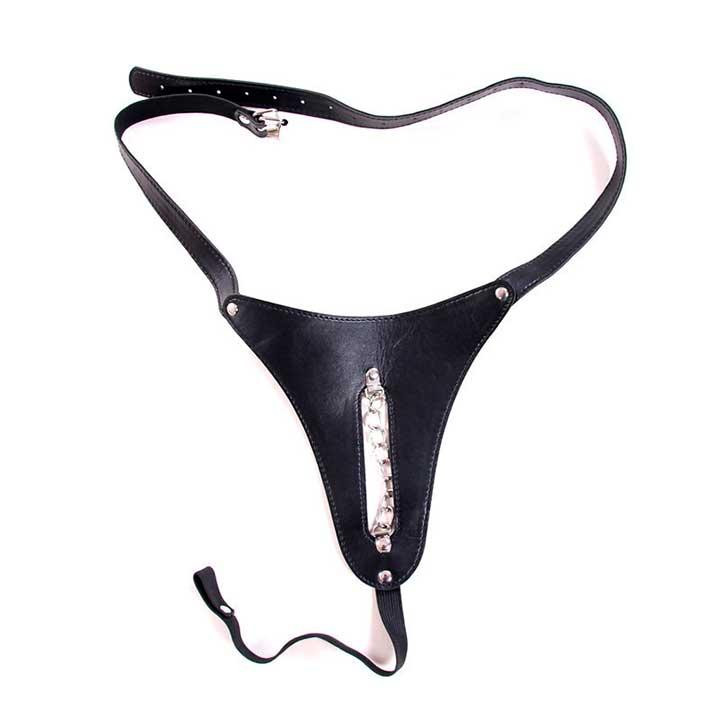 БДСМ трусики-стринги женские с прорезью и цепочкой - Черные - S/M/L - Садо мазо Винница - изображение 3