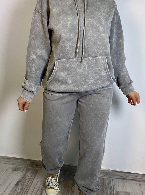 Костюм жіночий Joy One 8899 варений тай-дай спортвний худі з капюшоном брюки джоггери на резинці сірий, сірий, L Київ - фото 18