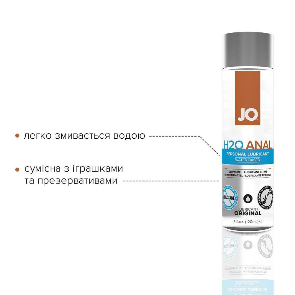Анальная смазка JO ANAL H2O — ORIGINAL (120 мл) на водной основе, растительный глицерин Sex Aura Киев - изображение 3