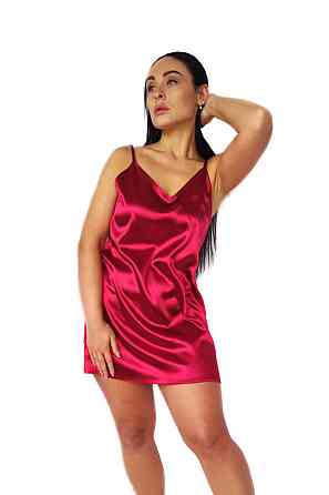Жіноча атласна нічна сорочка з халатом Бордовий L Харків