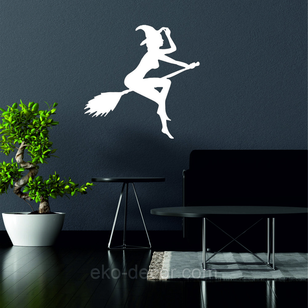 Декоративное настенное Панно «Ведьма на метле», Декор на стену 50*49 см, Белый Киев - изображение 2