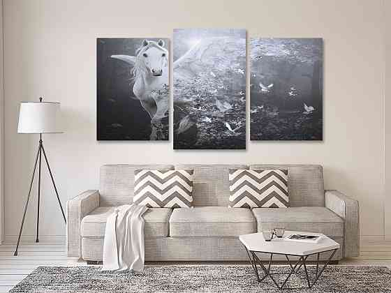 Модульна картина у вітальню/ спальню Кінь Art-578_3 70x130 см Київ