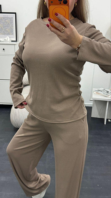 Жіночий базовий костюм-двійка: лонгслів і штани трикотажний рубчик Моко, 42/44 Одеса - фото 10