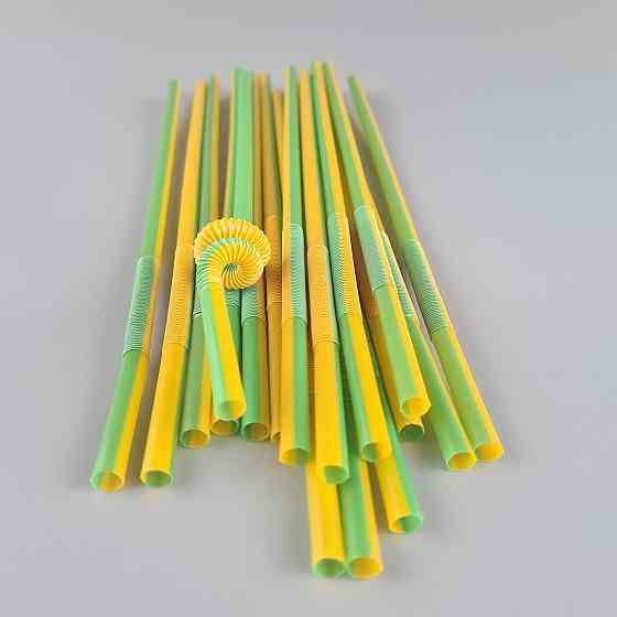 Трубочка-соломка для напитков с гофрой d6,0 -26см Желто-зеленая  Артистик (100 шт) Харьков