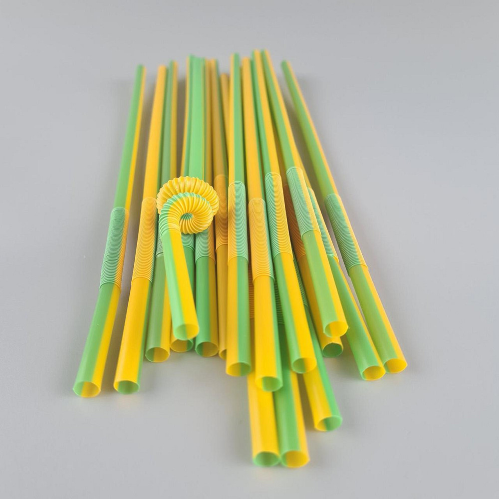 Трубочка-соломка для напитков с гофрой d6,0 -26см Желто-зеленая  Артистик (100 шт) Харьков - изображение 1