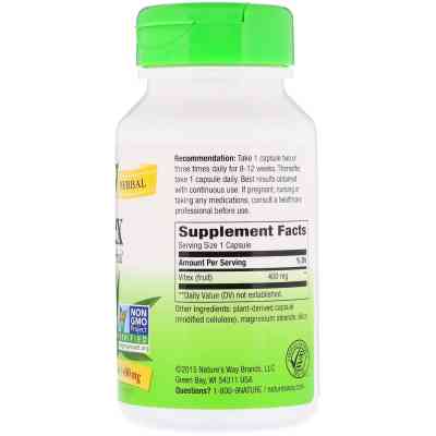 Трави Nature's Way Вітекс, Vitex Fruit, 400 mg, 100 капсул (NWY-11750) Вінниця